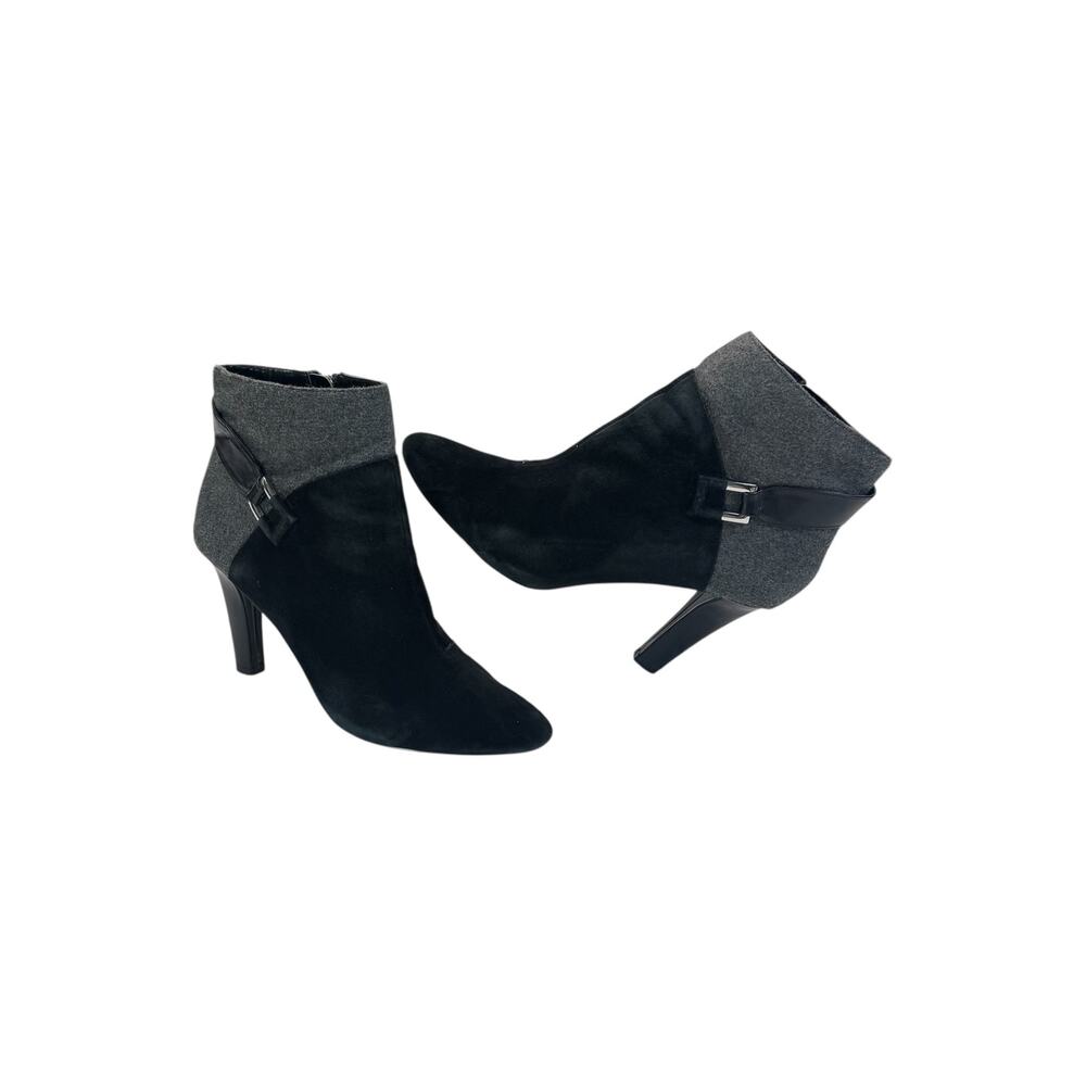 Tahari Dagna Black & Gray Leather Booties - Size 10